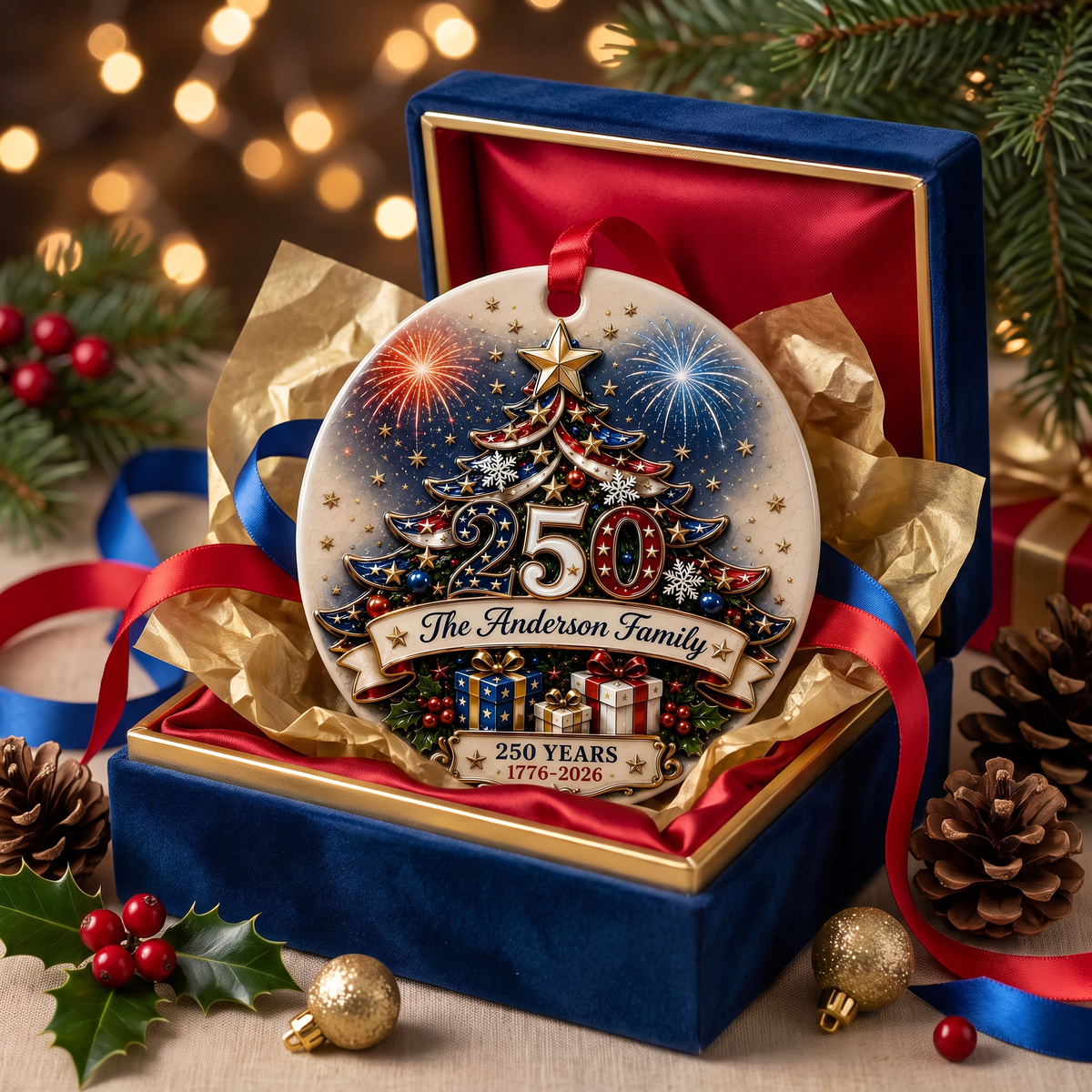 Personalized America 250th Anniversary Ornament