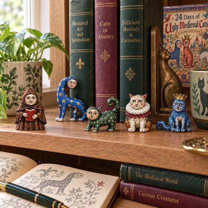 🐱 24 Days of Ugly Medieval Cats Advent Calendar – Bizarre Feline Blind Box Figures