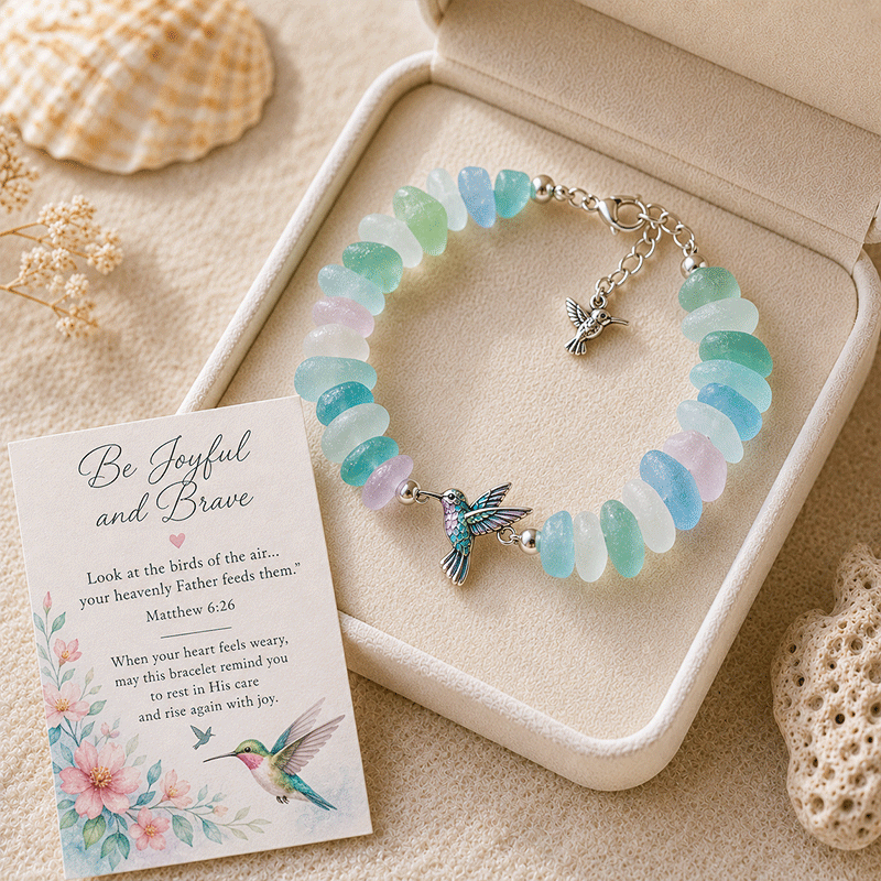 🌊🐢 Sea Glass Blessing Bracelet