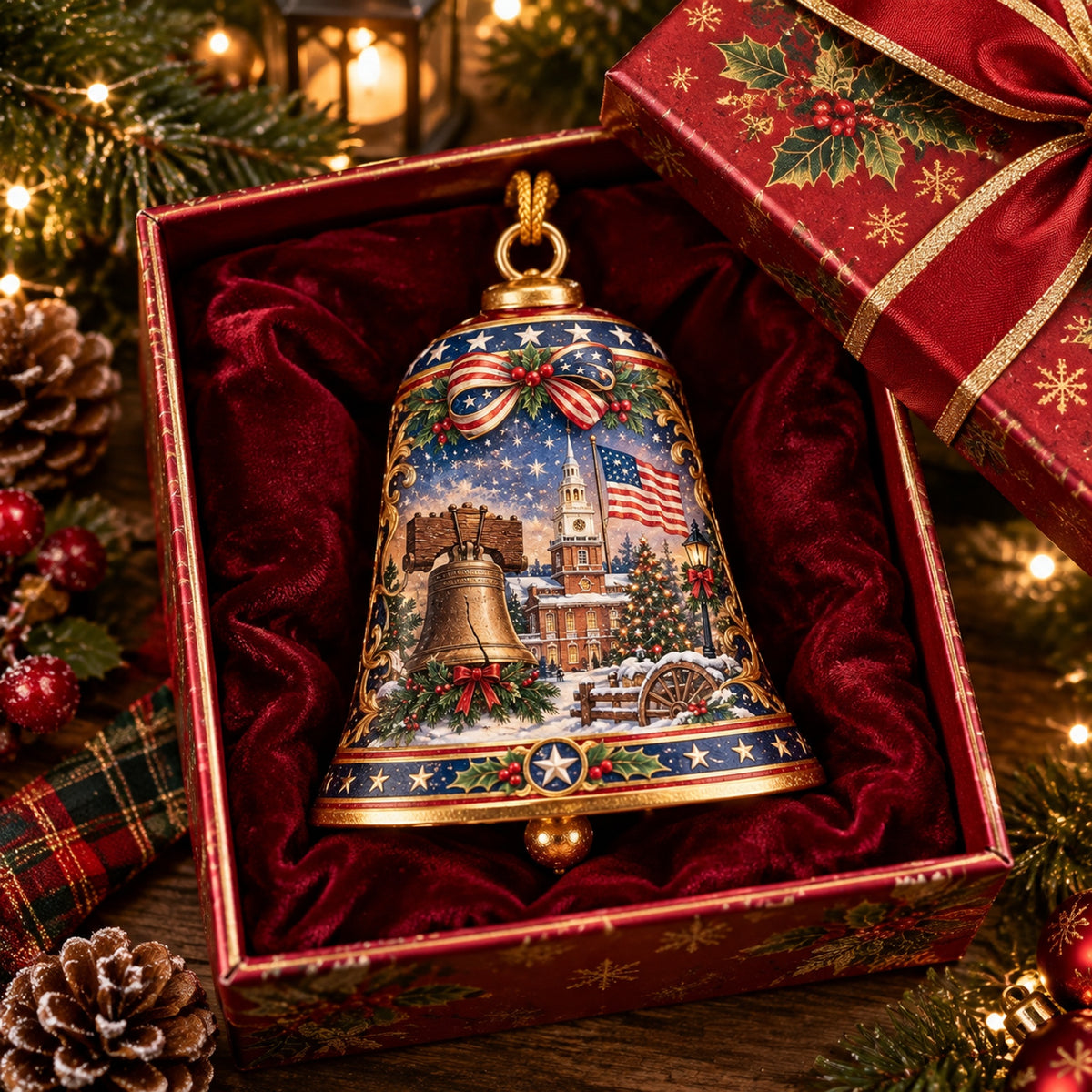 🔔🇺🇸 Freedom Bell Christmas Ornament – A Timeless Tribute to American Heritage