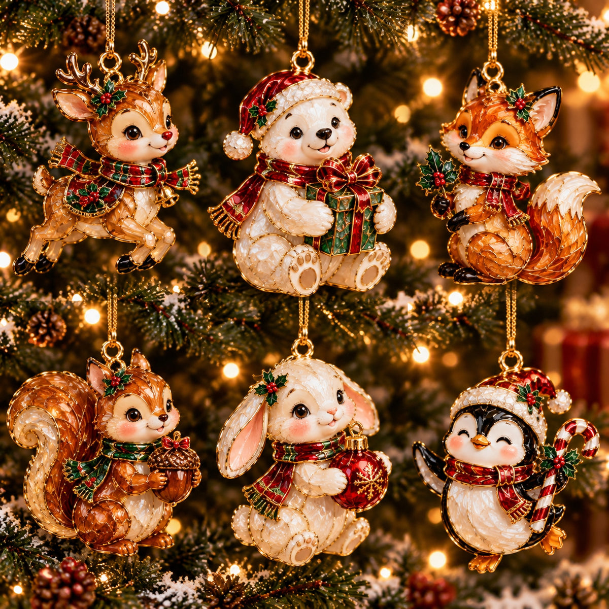 🎄🦌Christmas Animal Ornaments – Adorable Woodland Friends for Your Holiday Tree