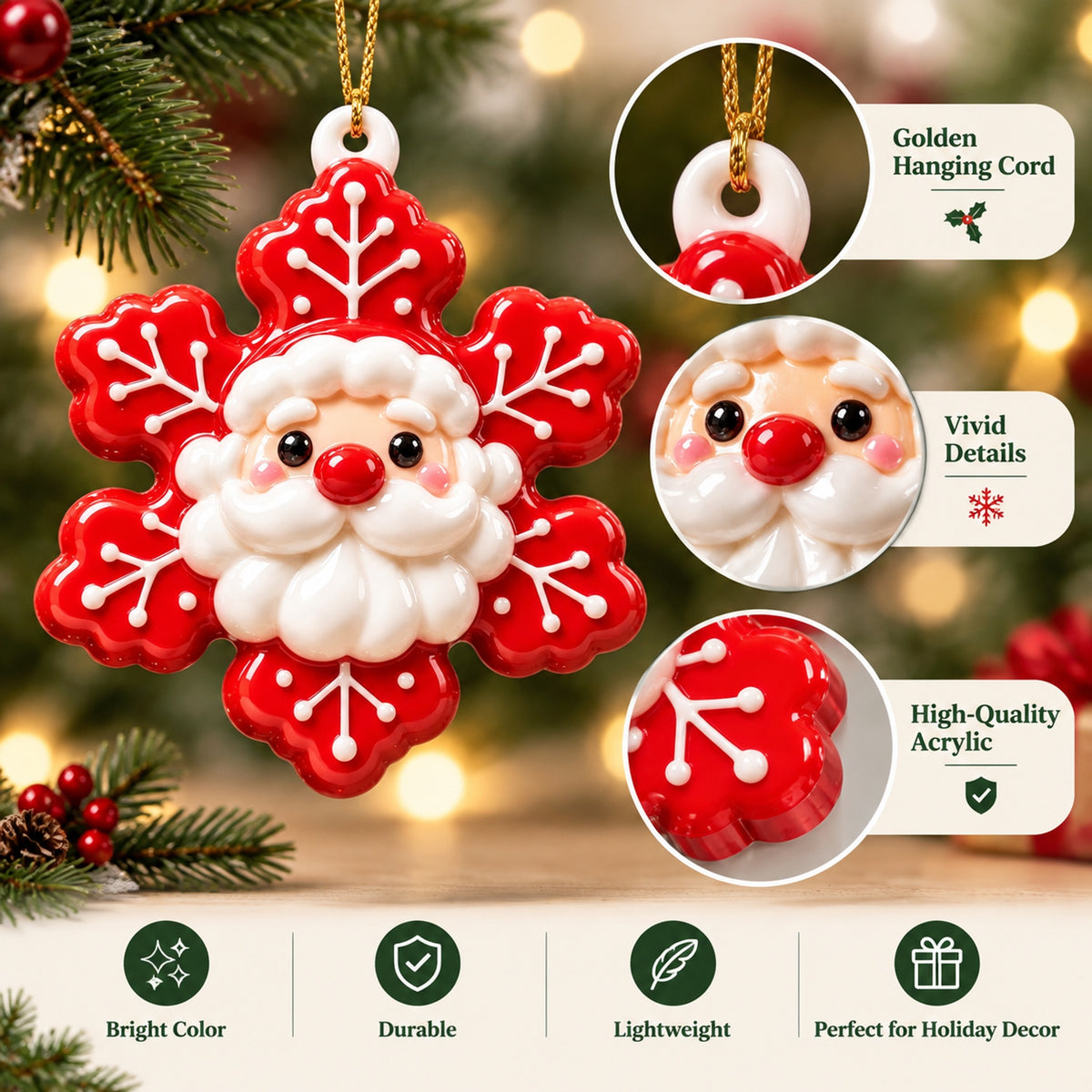 🎄🍪Christmas Snowflake Ornaments – Sweet Holiday Characters for Your Christmas Tree