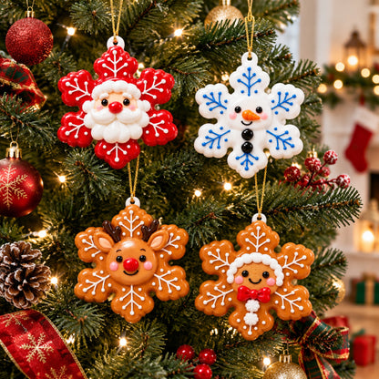 🎄🍪Christmas Snowflake Ornaments – Sweet Holiday Characters for Your Christmas Tree