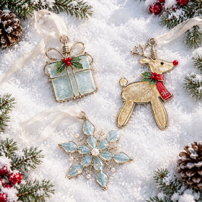 🎄✨Christmas Tree Ornaments – Elegant Winter Wonderland Keepsakes