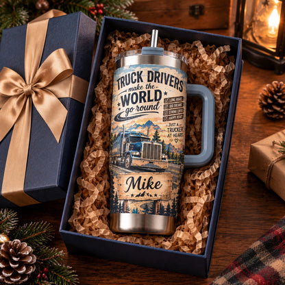 🚛☕Personalized Truck Driver Tumbler – A Custom Gift for the Road Warrior