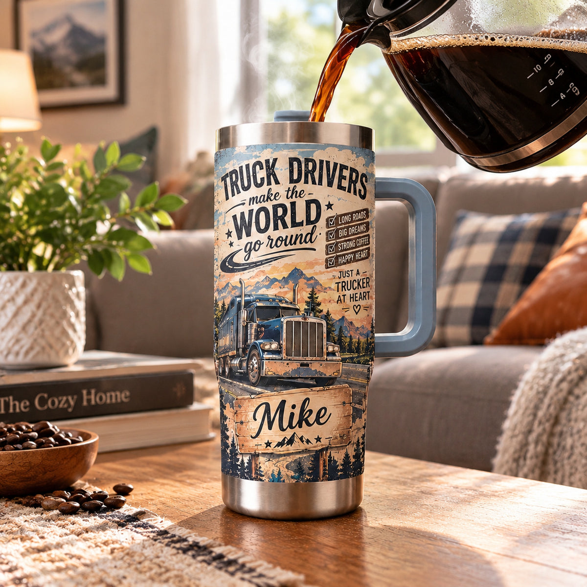 🚛☕Personalized Truck Driver Tumbler – A Custom Gift for the Road Warrior