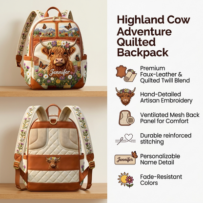 🔥 Limited-time 50% off Graduation Season Sale 🎁 🎒 Personalized Highland Cow & Wildflower Backpack