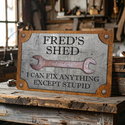 👨‍🔧 Father’s Day Gift – Custom Garage Sign | “Can’t Fix Stupid” Rust & Steel Design