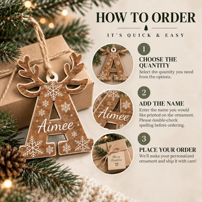 Custom Reindeer Initial Ornament