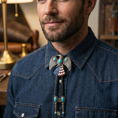 🦅 The Stars & Stripes Eagle Bolo Tie