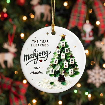 🀄 Personalized Mahjong Christmas Ornament – Custom Name Year Ceramic Keepsake