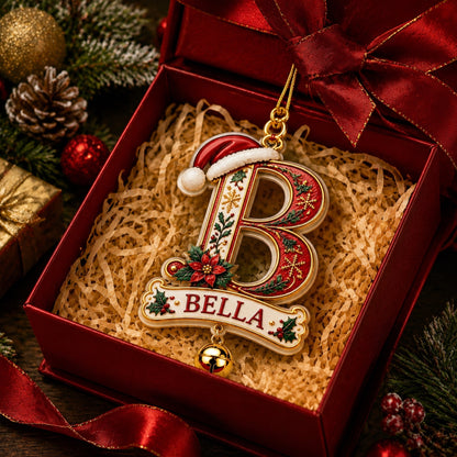 Personalized Christmas Initial Ornament – Custom Name & Family Keepsake