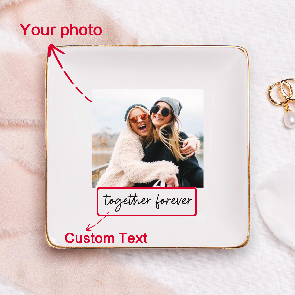 Custom Photo Trinket Tray, Photo Gifts for Mothers Day Gift, Mom Ring Dish