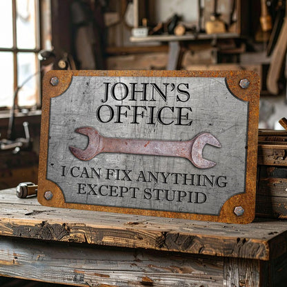 👨‍🔧 Father’s Day Gift – Custom Garage Sign | “Can’t Fix Stupid” Rust & Steel Design