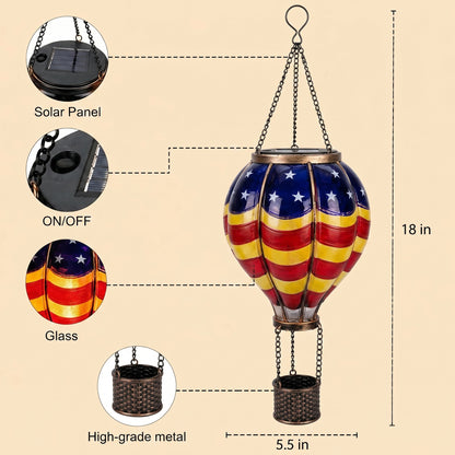 🎈 American Flag Hot Air Balloon Solar Lantern