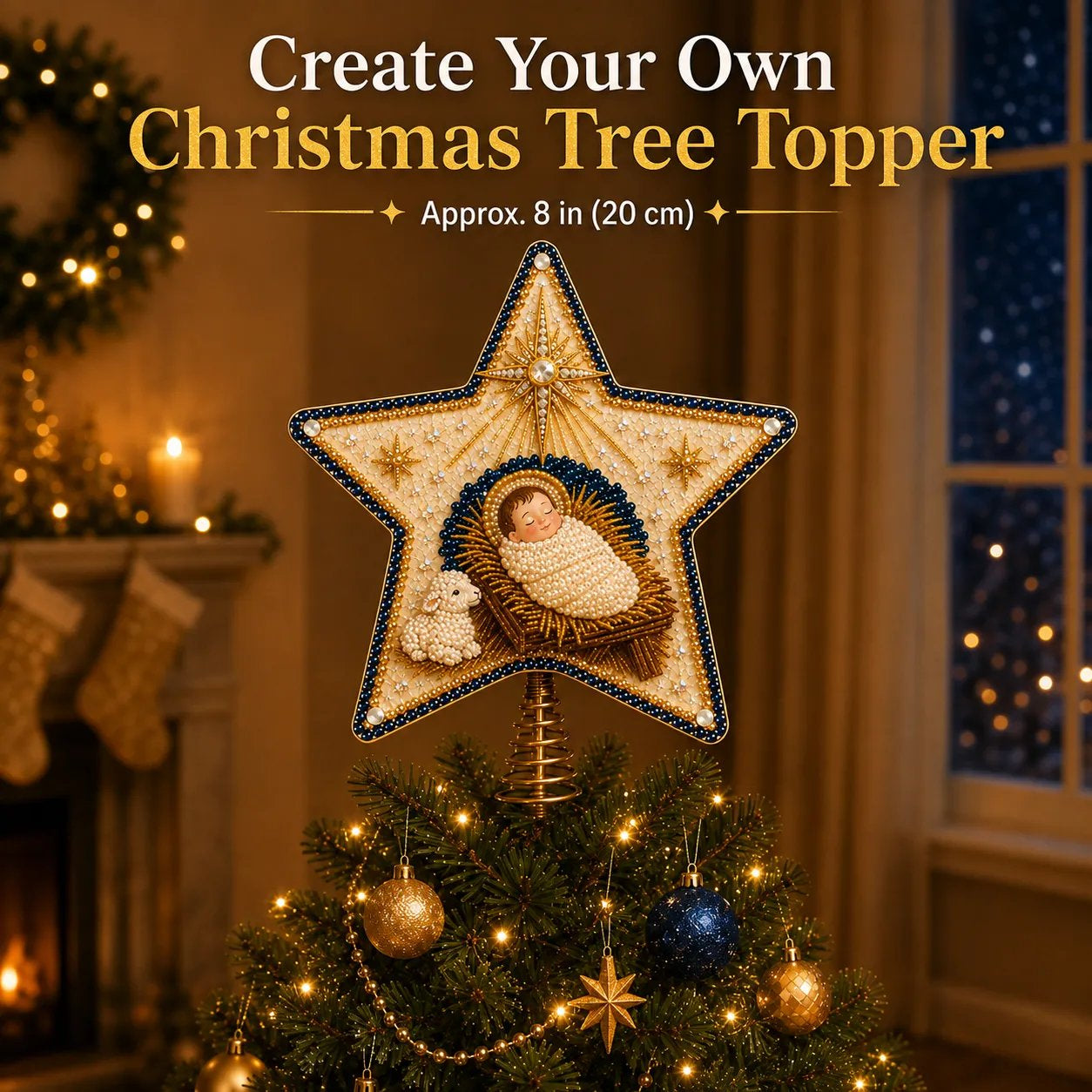 Christian Faith Pearl Diamond Art Christmas Tree Topper Kit