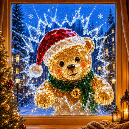 Crystal Christmas Break-In Window Decal — 3D Shattered-Glass Holiday Window Decoration