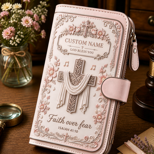 Personalized Faith Over Fear Wallet-Custom Name Faith Organizer
