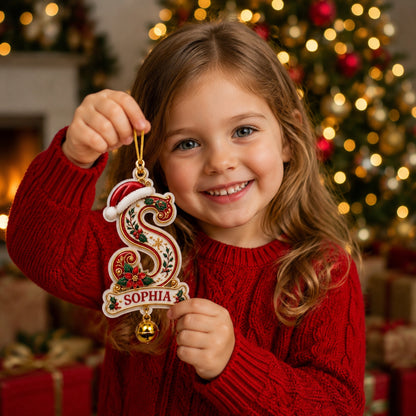 Personalized Christmas Initial Ornament – Custom Name & Family Keepsake