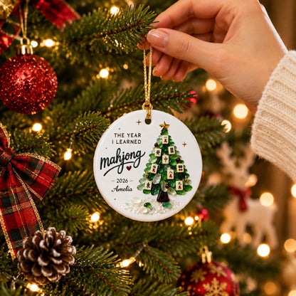 🀄 Personalized Mahjong Christmas Ornament – Custom Name Year Ceramic Keepsake