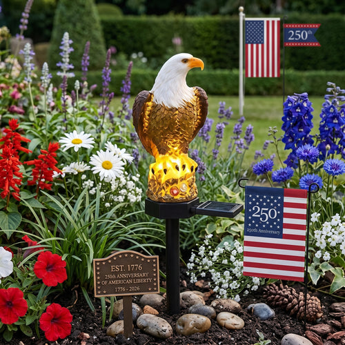 🦅 Solar Bald Eagle Garden Stake Light – Patriotic Yard Decor