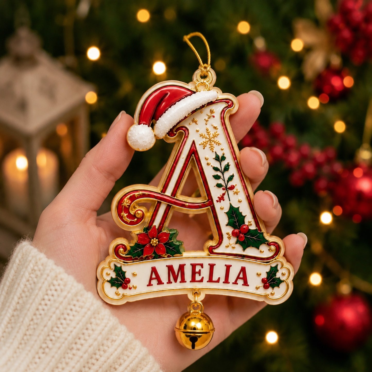 Personalized Christmas Initial Ornament – Custom Name & Family Keepsake