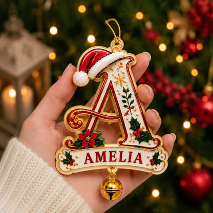 Personalized Christmas Initial Ornament – Custom Name & Family Keepsake