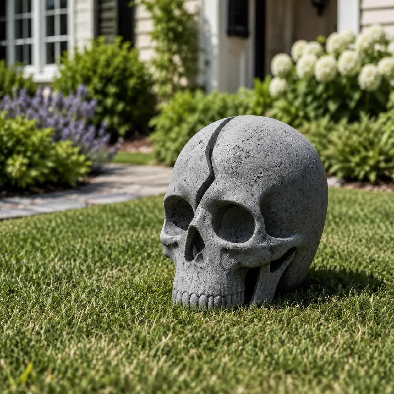 💀 Cracked Skull Solar Garden Light
