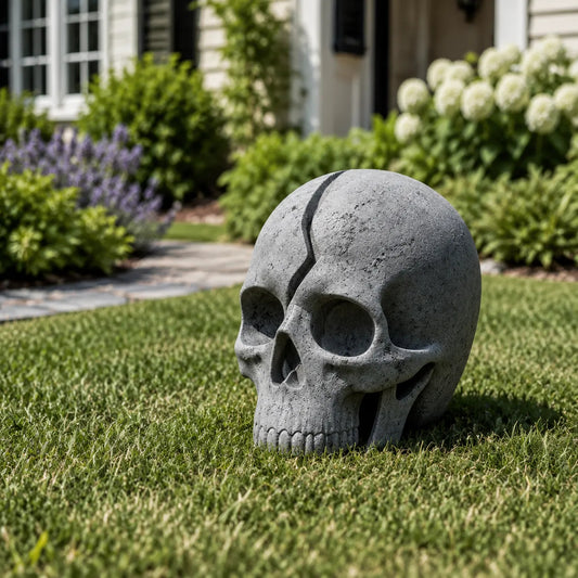 💀 Cracked Skull Solar Garden Light