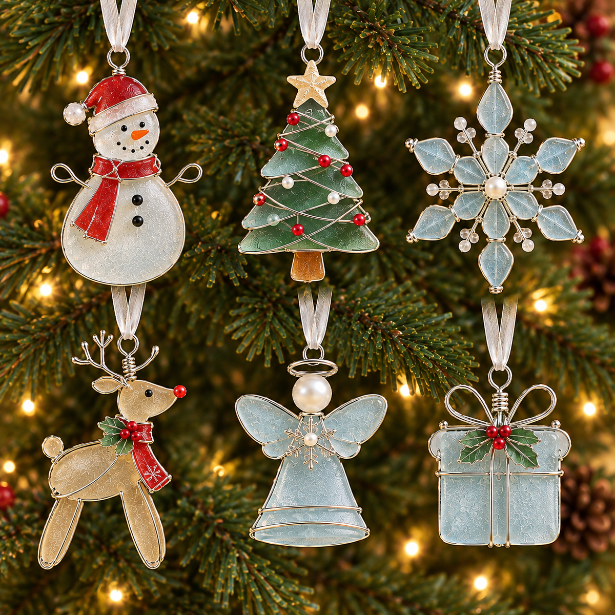 🎄✨Christmas Tree Ornaments – Elegant Winter Wonderland Keepsakes