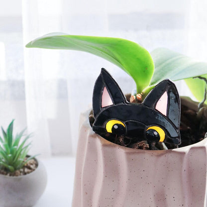 🐱 Stained Glass Cat Plant Topper – Whimsical Garden Decor