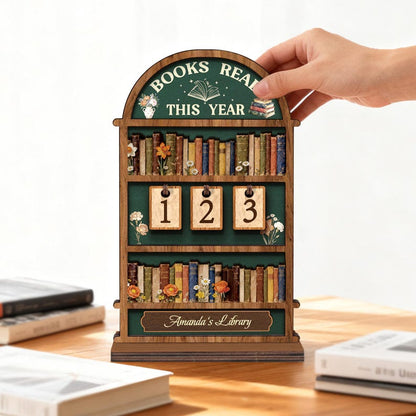📚 Personalized Reading Tracker – Vintage Arched Wooden "Books Read This Year" Counter