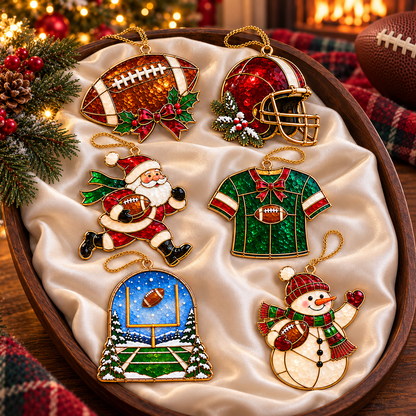 🎄 2026 Christmas Football Ornaments – Set of 6 Festive Football Holiday Keepsakes