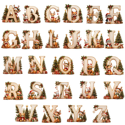 Personalized Reindeer Letter Ornament -Custom Initial A–Z Christmas Keepsake