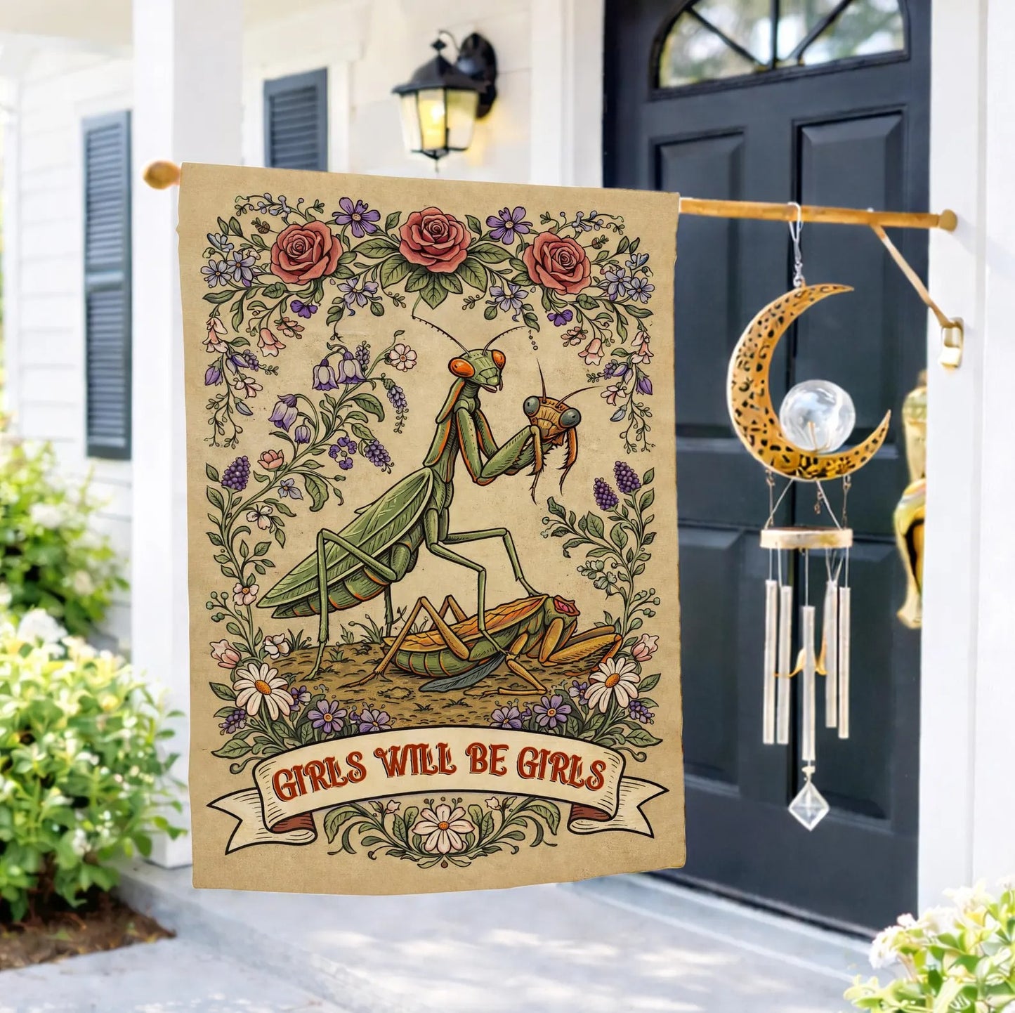 Attitude Revealed Garden Flag: "Girls Will Be Girls" Vintage Art Flag