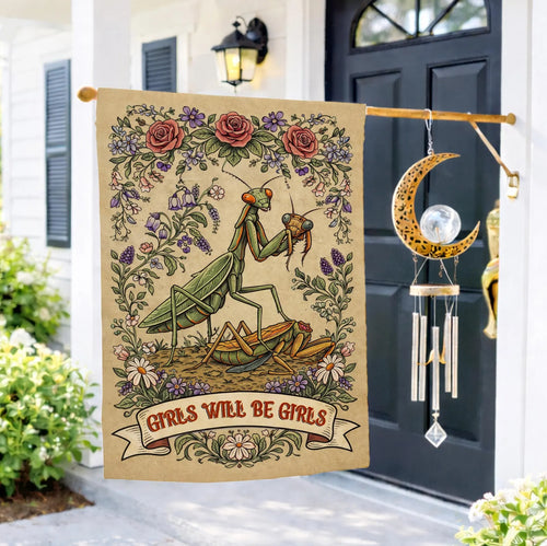 Attitude Revealed Garden Flag: "Girls Will Be Girls" Vintage Art Flag