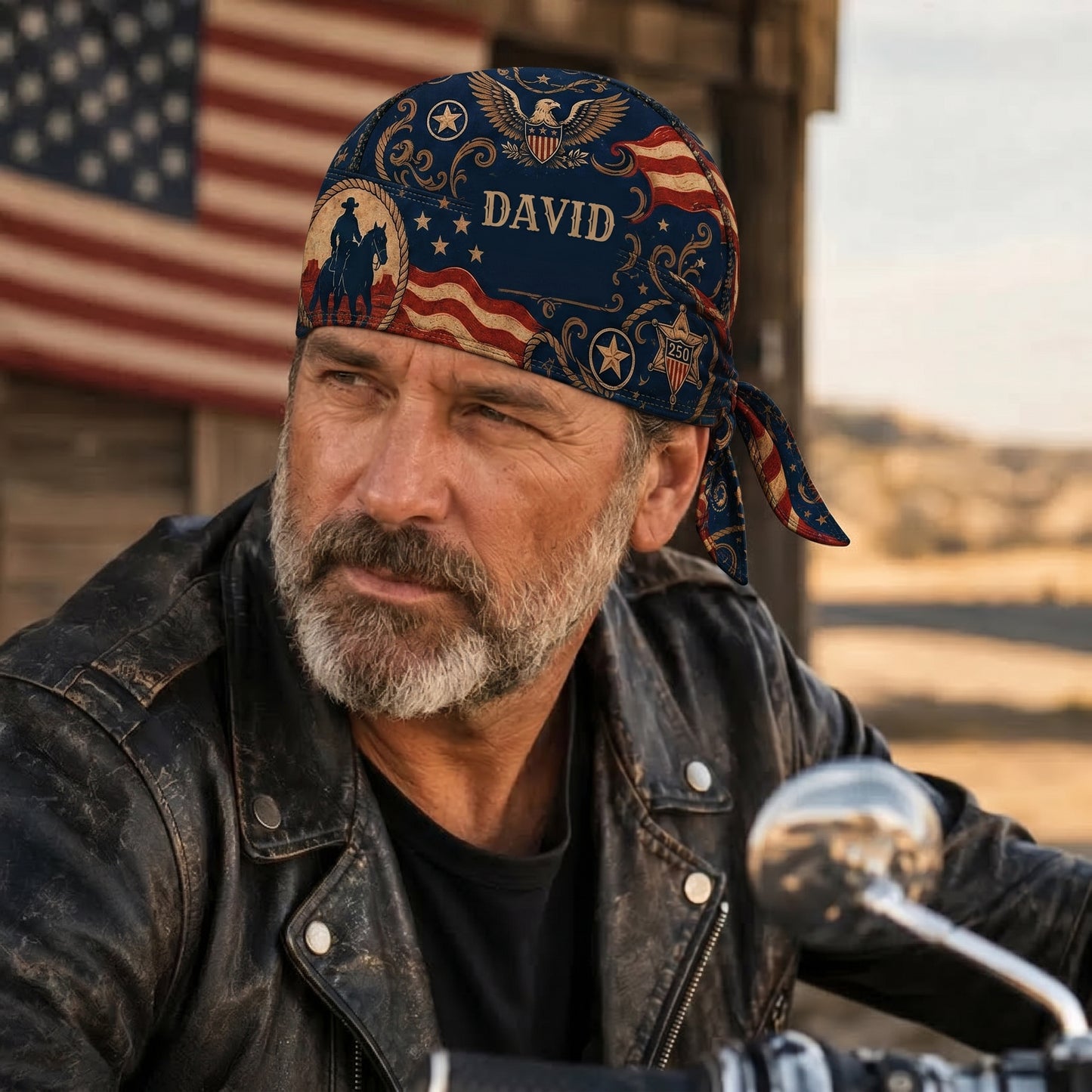 Personalized America 250 Biker Headwrap / Cycling Pirate Hat