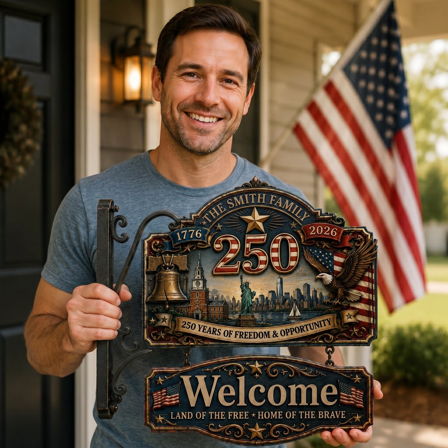 Personalized USA 250th Anniversary Welcome Sign