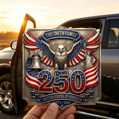 Personalized USA 250th Anniversary Family Magnetic Car Emblem