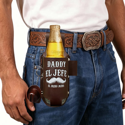Personalized "El Jefe & La Jefa" Leather Drink Holster
