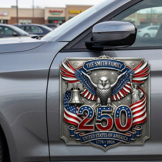 Personalized USA 250th Anniversary Family Magnetic Car Emblem