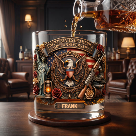 🥃 Personalized USA 250th Anniversary Whiskey Glass