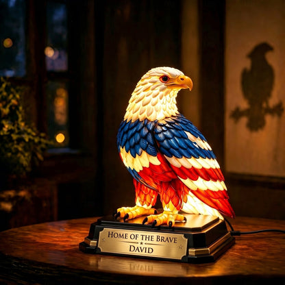 Personalized "Home of the Brave" Eagle Statue Night Light