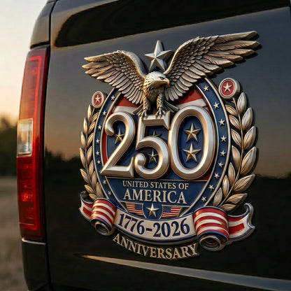 🦅250th Anniversary Metal Flag Emblem – Timeless Patriotism for Your Ride