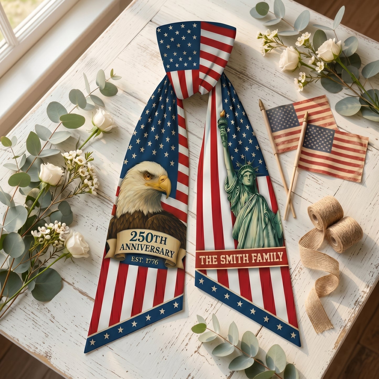 Personalized USA 250th Anniversary Wreath Sash