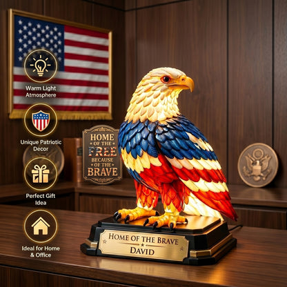Personalized "Home of the Brave" Eagle Statue Night Light
