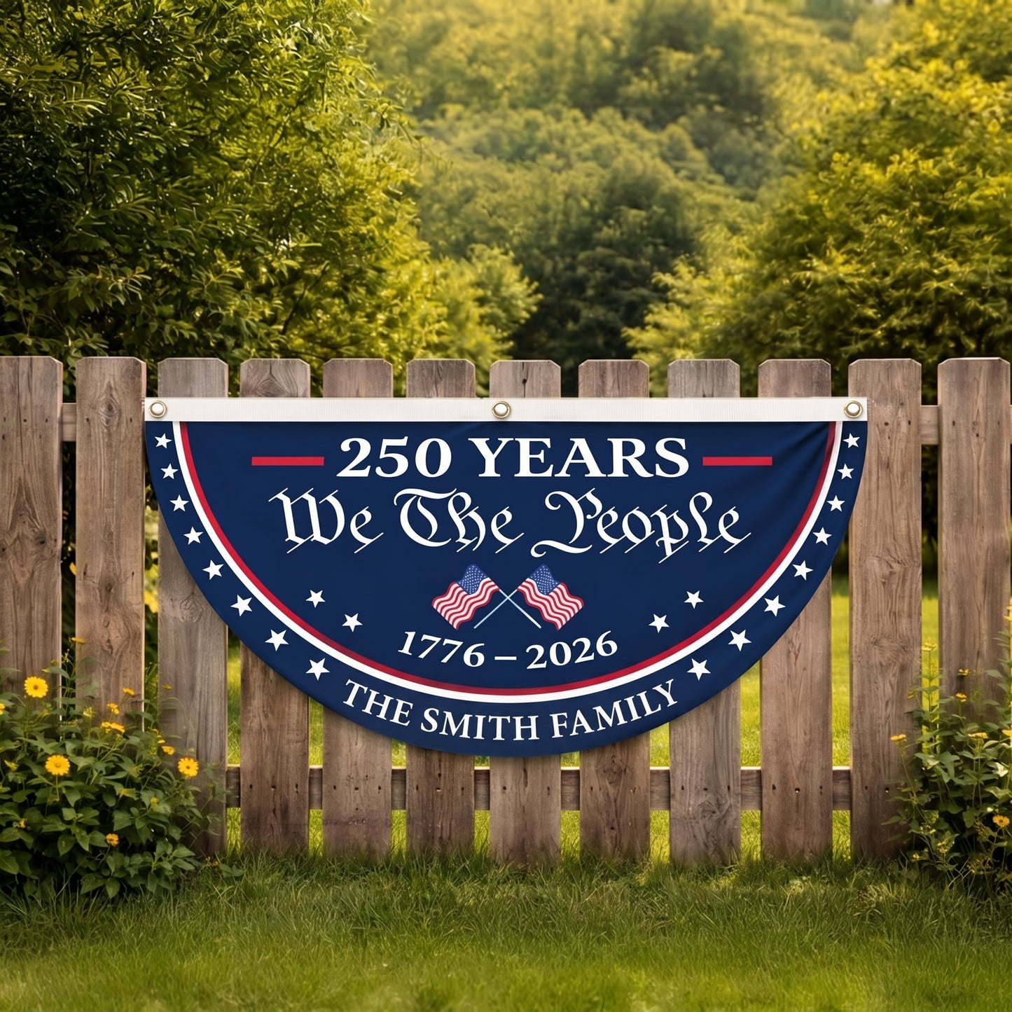 Personalized USA Semiquincentennial Banner - 1776-2026 Patriotic Fence Decor