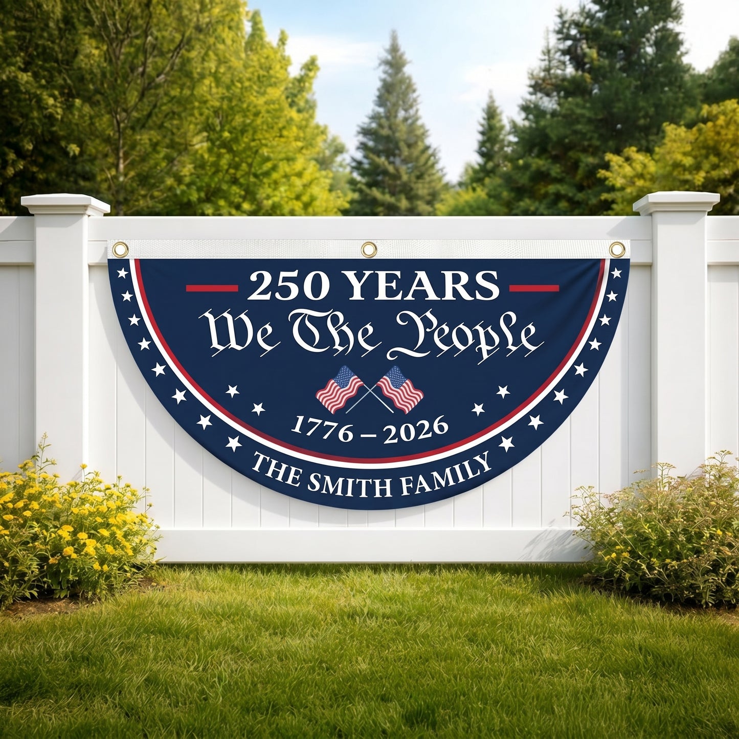 Personalized USA Semiquincentennial Banner - 1776-2026 Patriotic Fence Decor
