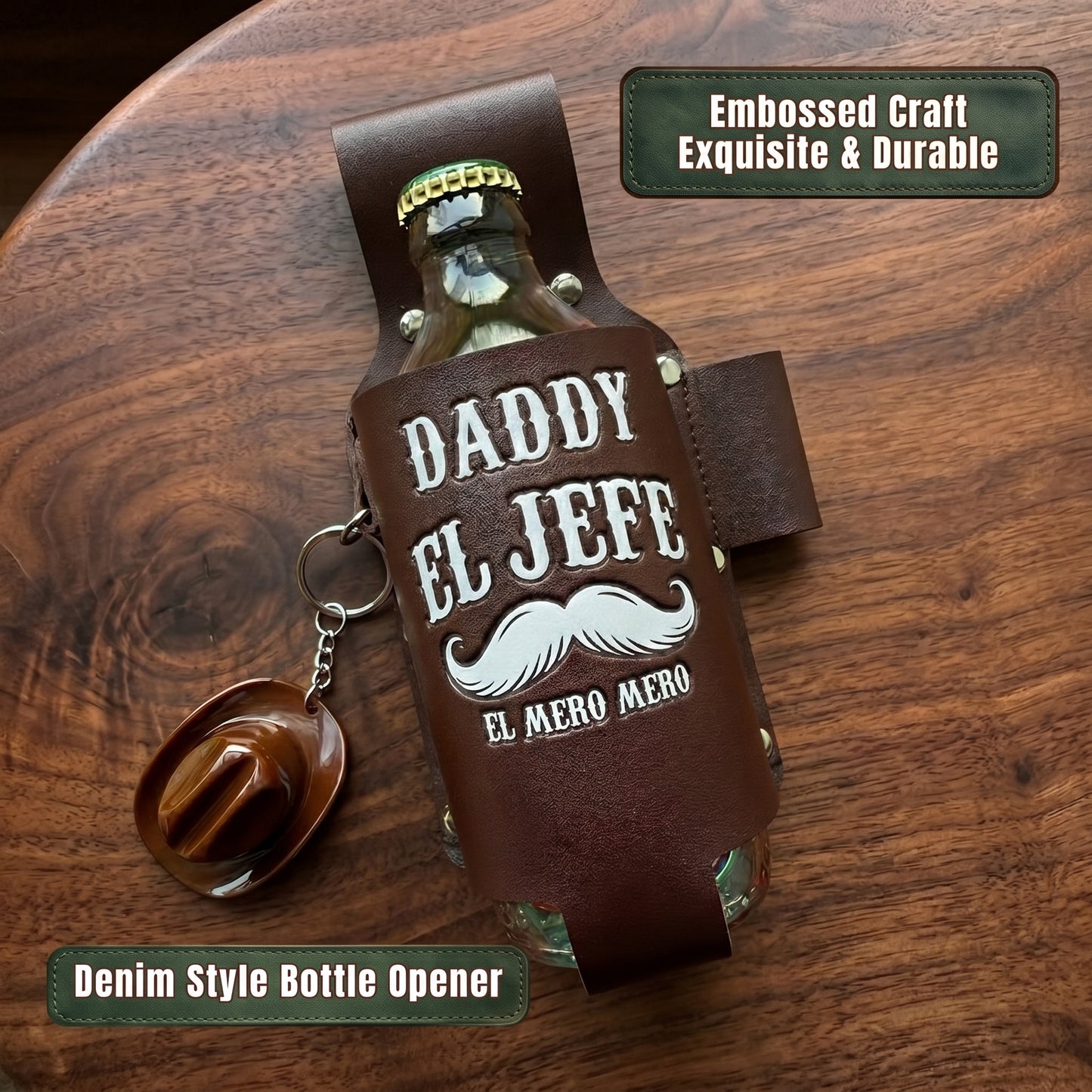 Personalized "El Jefe & La Jefa" Leather Drink Holster