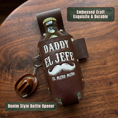 Personalized "El Jefe & La Jefa" Leather Drink Holster